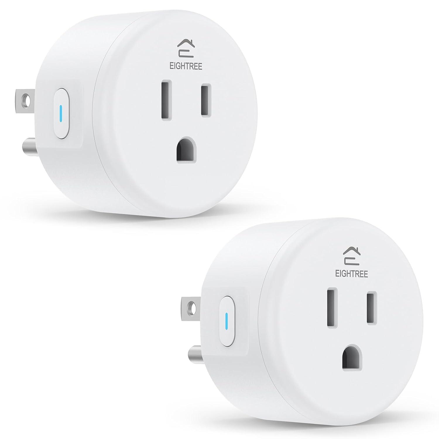 EIGHTREE Smart Plug 2025 Upgrade to 15A, Bluetooth & Wi-Fi Outlet Plug Dual Connection, Voice Control, Remote Control Outlet Timer Indoor, Smart Plugs That Work with Alexa & Google, 2.4GHz Wi-Fi Only