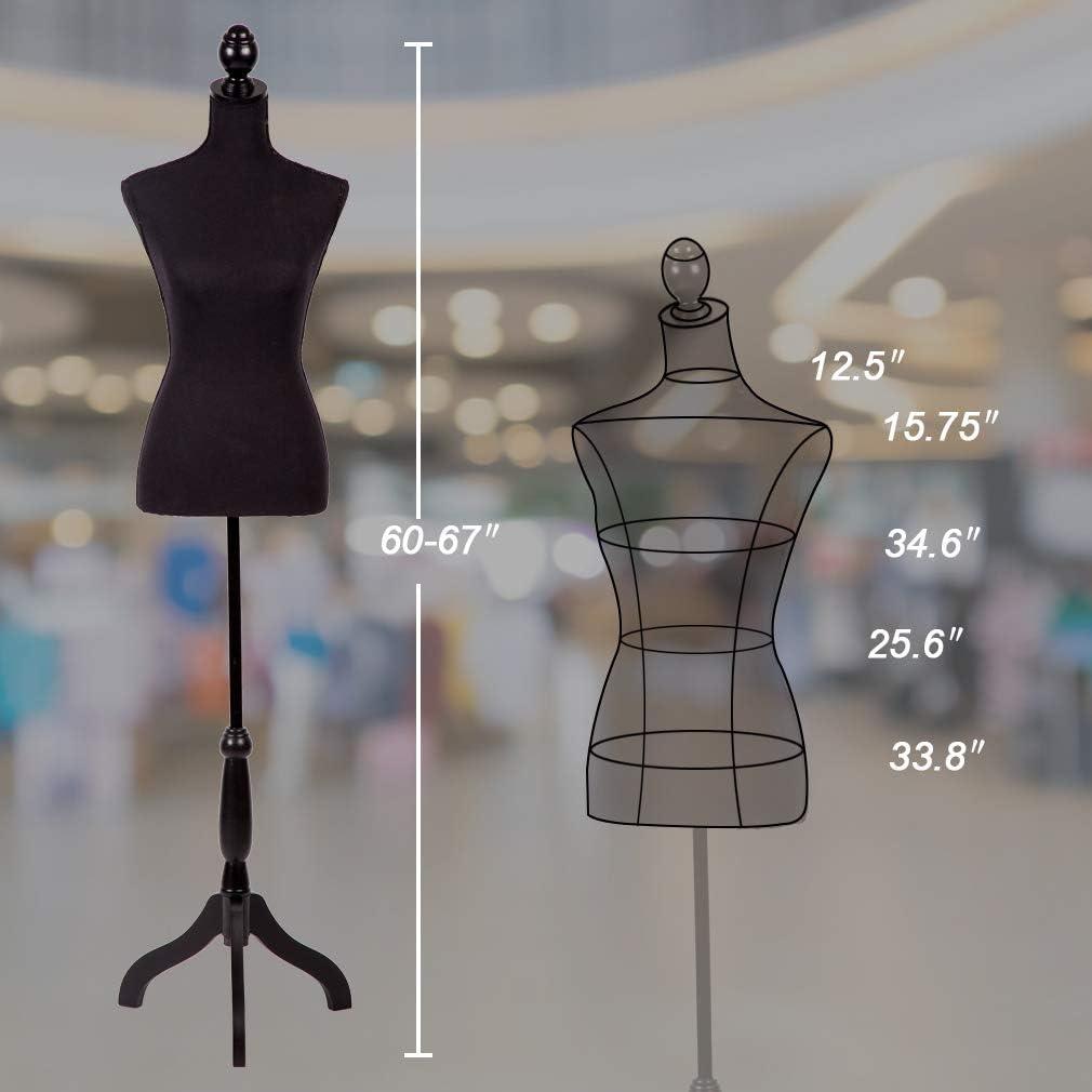 Adjustable Black Female Mannequin with Wooden Tripod Stand