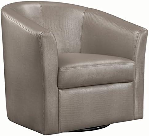 Pemberly Row 15.5" Contemporary Faux Leather Swivel Accent Chair in Gray