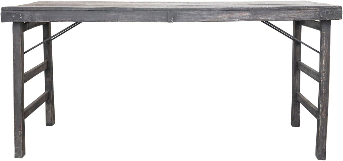 Storied Home Reclaimed Wood Long Folding Table Distressed Blackwashed: Rustic, No Assembly, 275lb Capacity