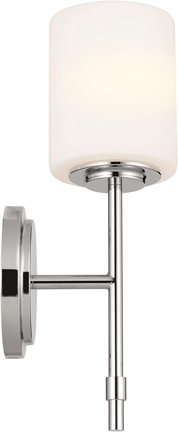 Polished Nickel Cylinder Wall Sconce with Opal Glass Shade