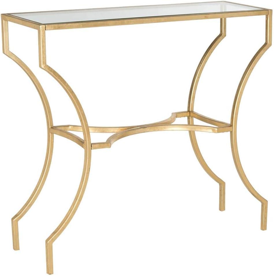 Alphonse Gold Leaf Iron and Glass Console Table