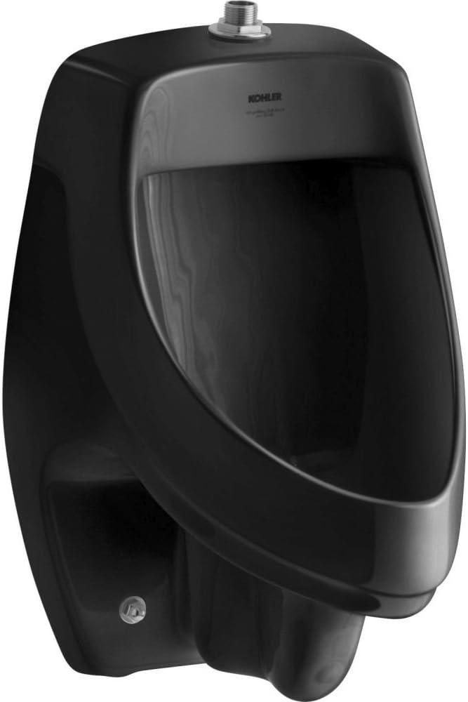 Dexter Black Vitreous China Wall-Mount Urinal with Top Spud