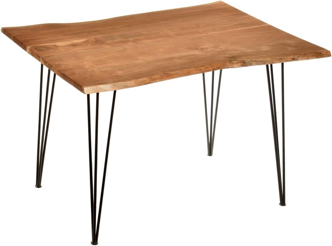 Natural Acacia Live Edge Dining Table with Black Metal Legs