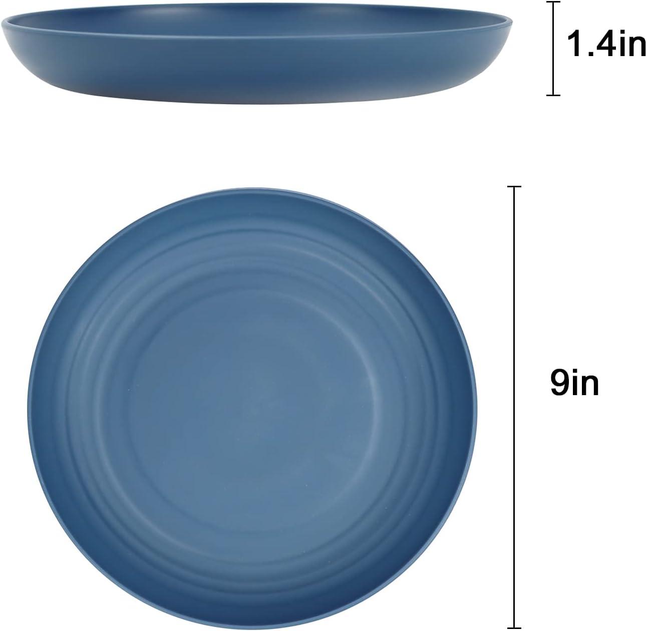 Colorful Wheat Straw 9-Inch Unbreakable Dinner Plates Set of 8