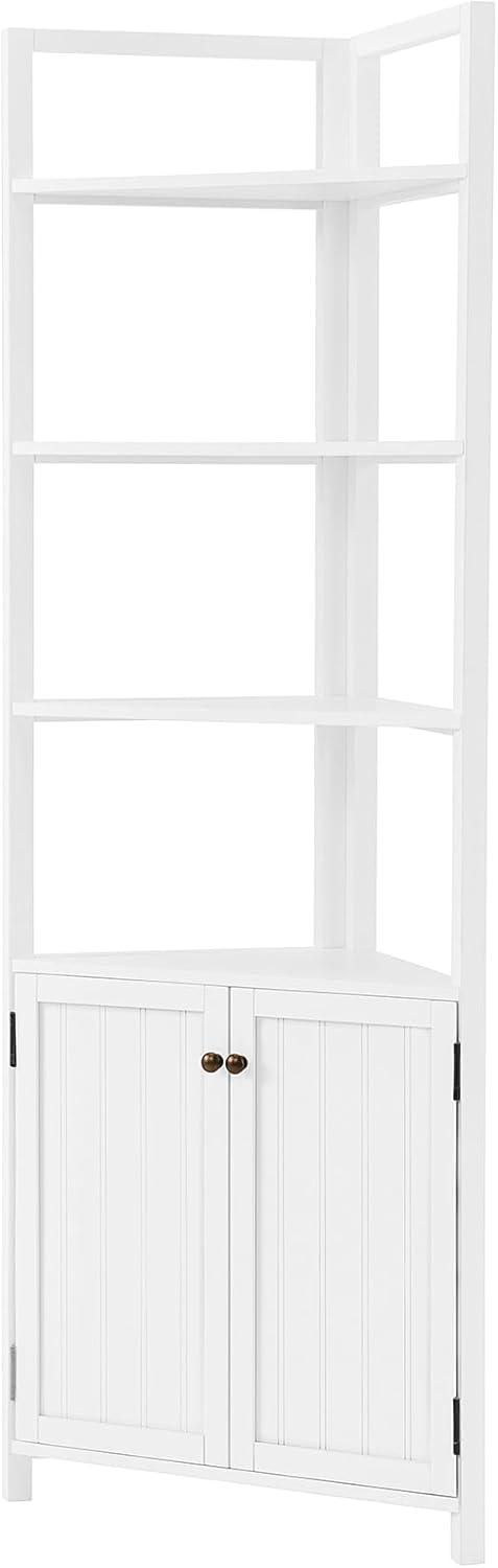 Dover Corner Storage Cabinet with Two Doors and Open Shelving White - Alaterre Furniture