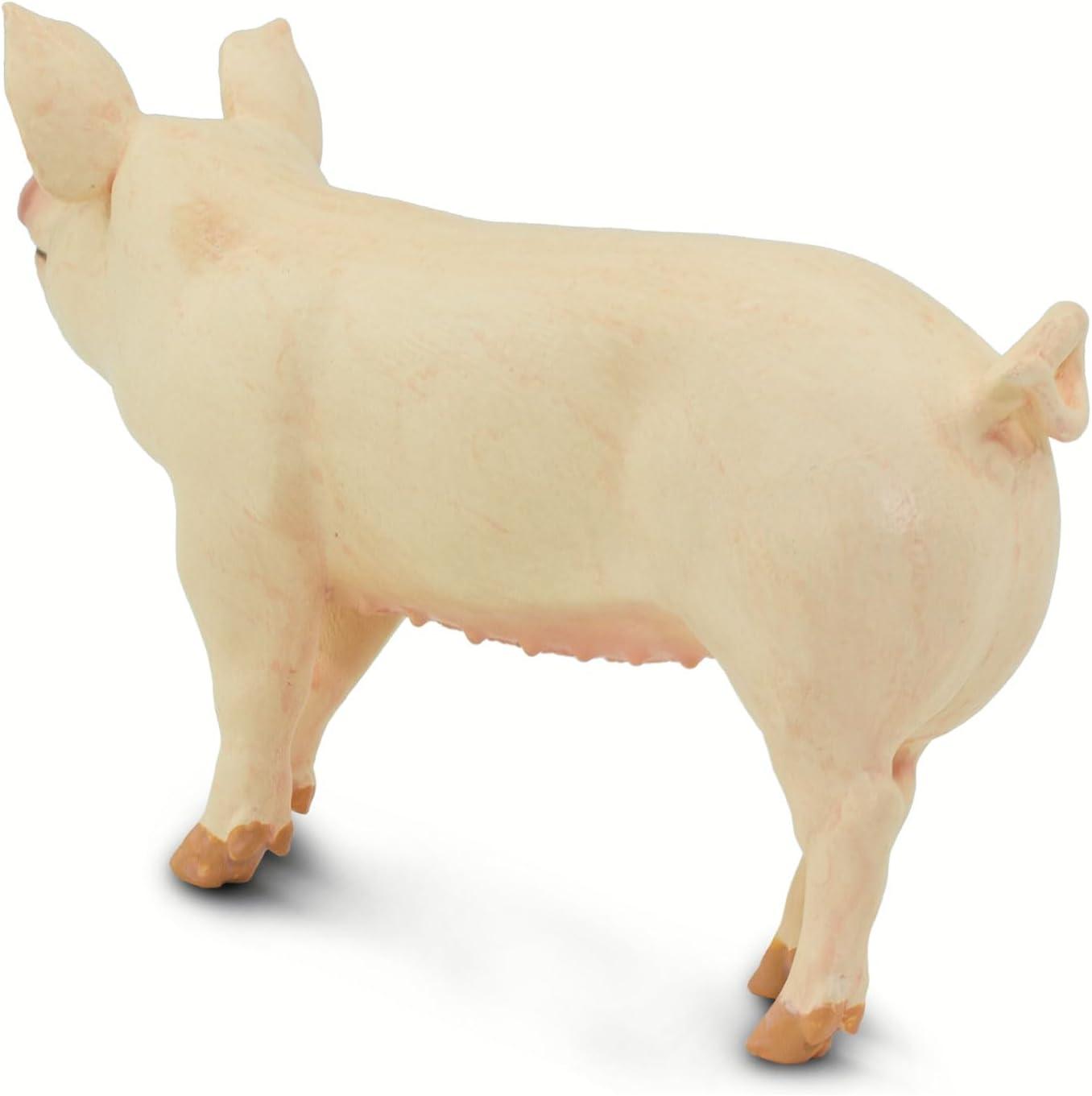 Safari Ltd. Large White Pig - Realistic 4" Farm Animal Figure - Educational Toy for Boys, Girls, & Kids Ages 3+