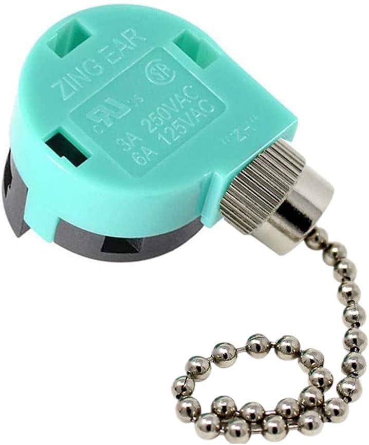 Ceiling Fan Switch 3 Speed 4 Wire ZE-268S6 ZING EAR Wall light Rotary Pull Chain Cord Switch Control Replacement Speed Control 4 Wire Switch for Ceiling Fans Nickel