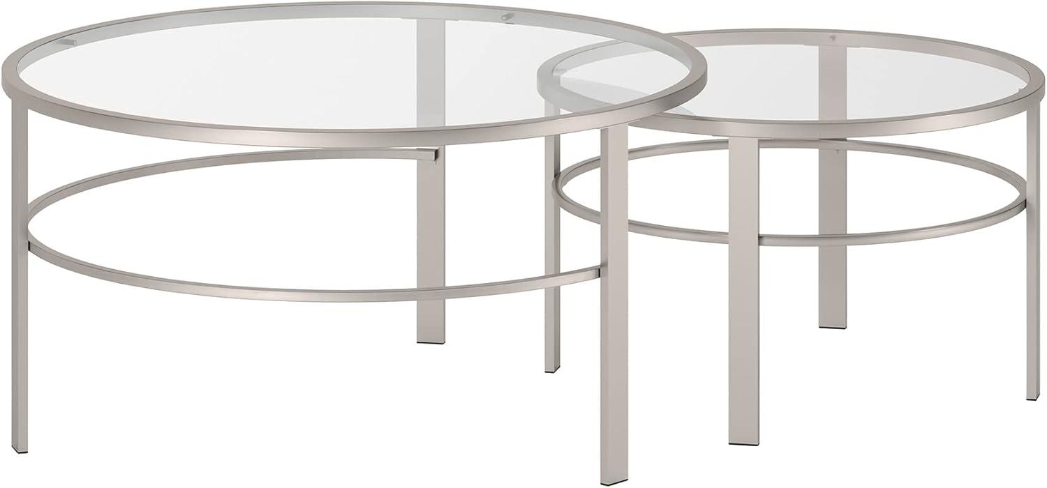 Evelyn&Zoe Gaia Round Nested Coffee Table, Satin Nickel