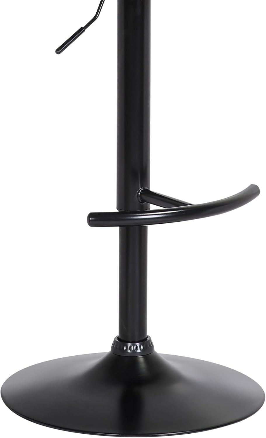 Calista Adjustable Bar Stool in Black Faux Leather with Golden Bronze and Black Metal