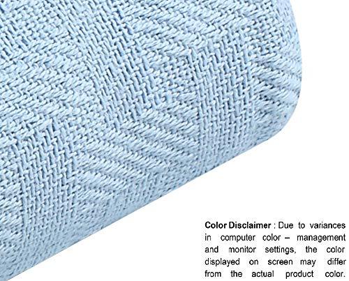 GLAMBURG 100% Cotton Bed Blanket, Breathable Bed Blanket Queen Size, Cotton Thermal Blankets Full - Queen Size, Perfect for Layering Any Bed for All Season - Sky Blue