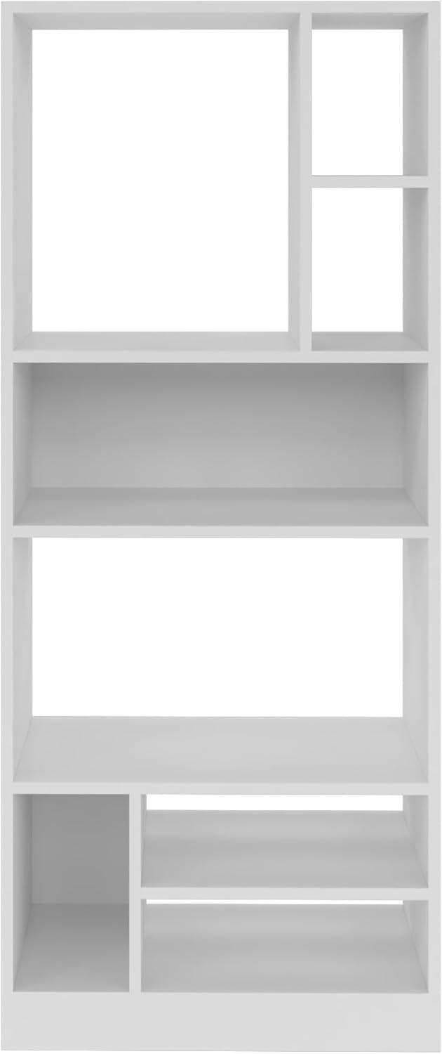 White Modern 8-Shelf Wooden Bookcase