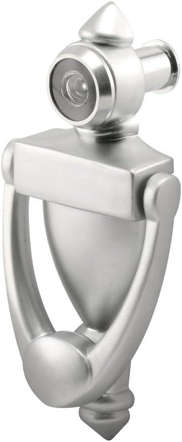 Satin Nickel Door Knocker with 180-Degree Viewer