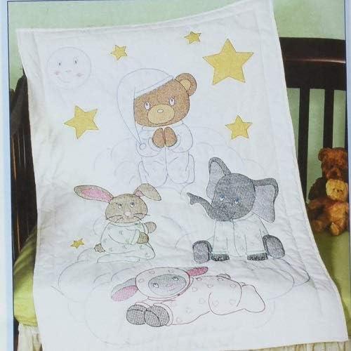 White Cotton/Poly Baby Quilt with Animal Design