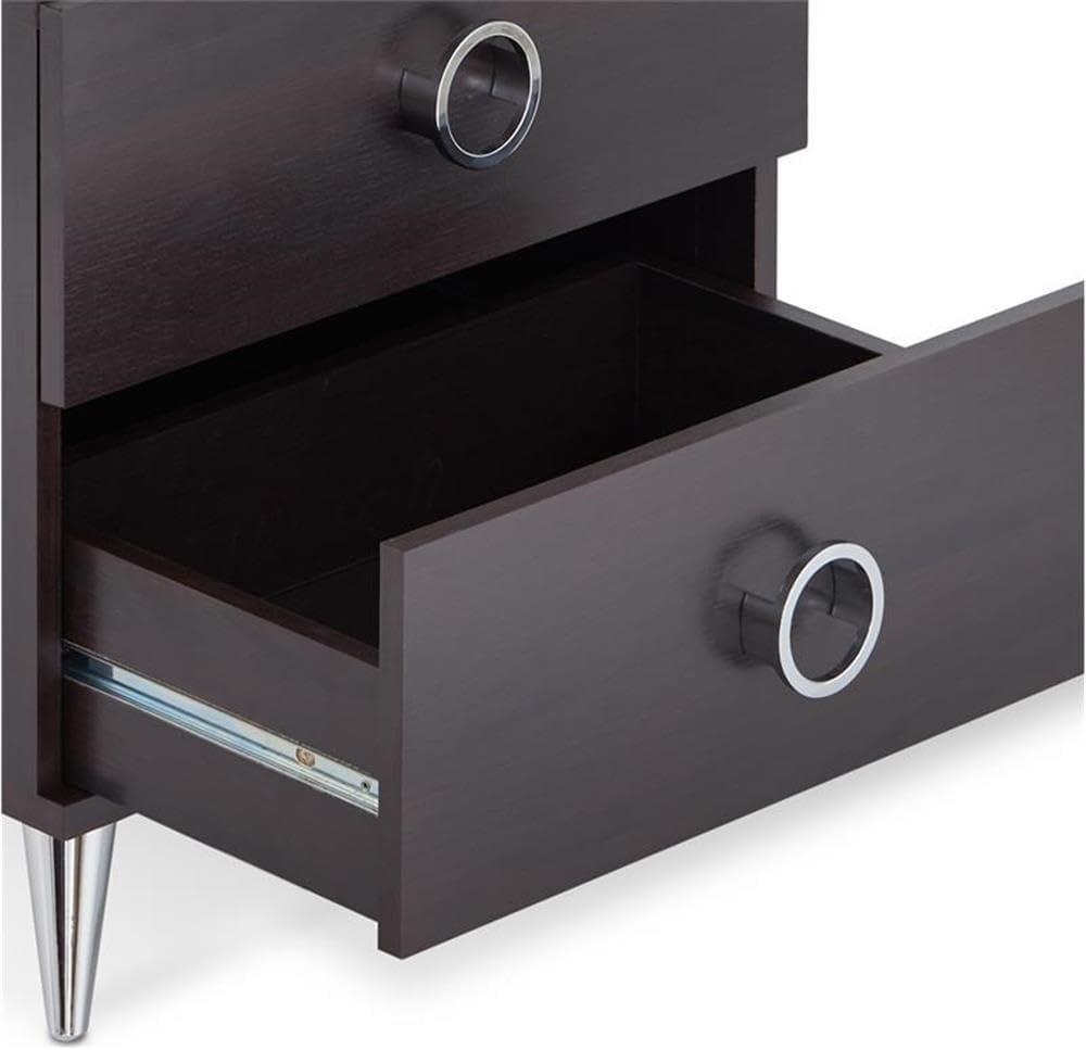 ACME Elms Accent Table with 2 Drawers in Black