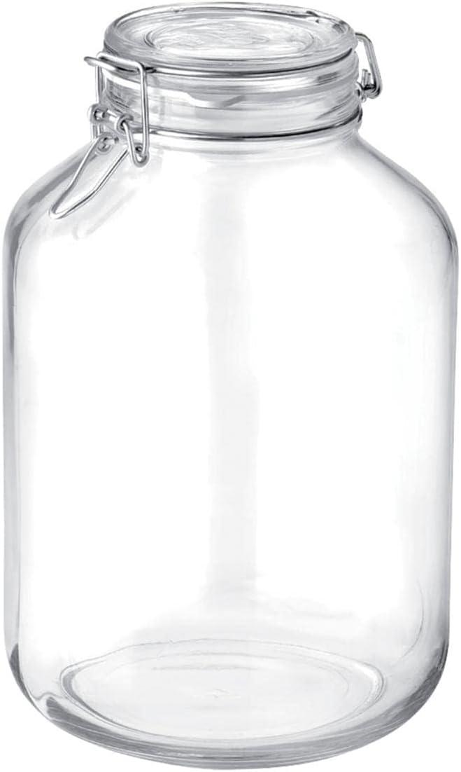 Bormioli Rocco Fido 5L Glass Jar - 169oz Airtight Storage with Metal Clamp & Rubber Gasket - Great for Kitchen Organization, Made in Italy