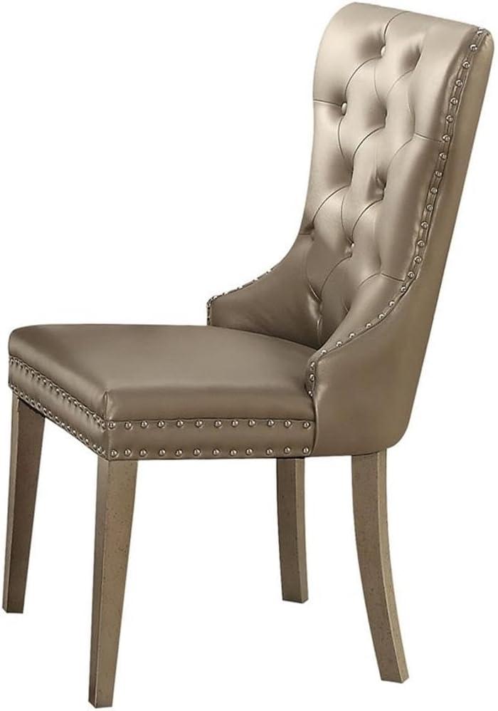 Wildon Home® Kacela Champagne Synthetic Leather & Champagne Finish Side Chair (Set Of 2)