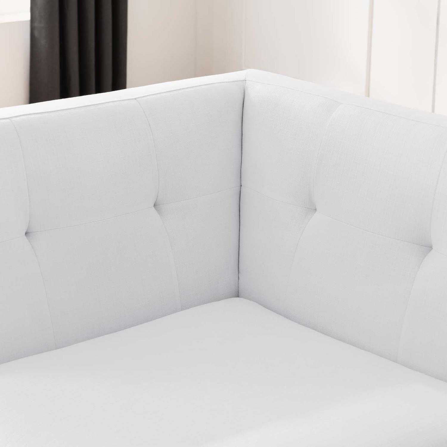 Modway Engage Upholstered Fabric and Wood Corner Chair in White