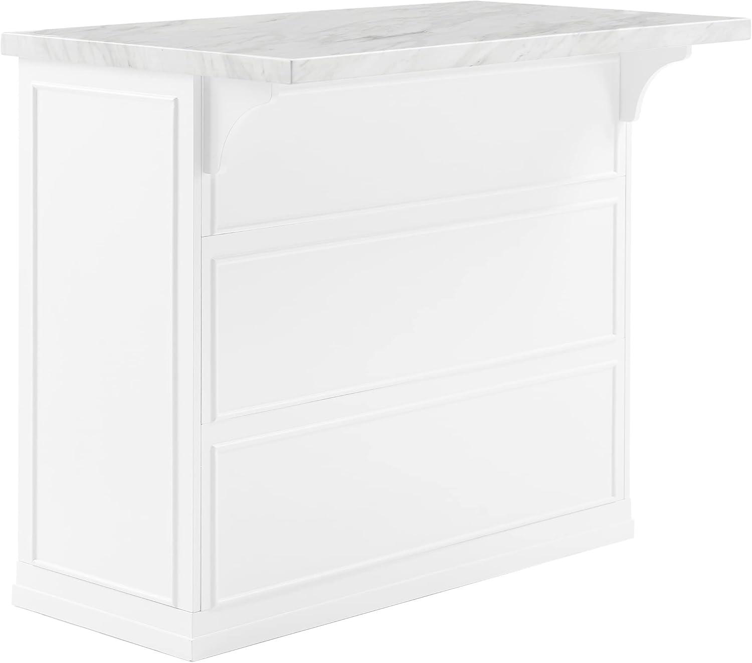 Crosley Cutler Faux Marble Top Kitchen Island White/White Marble: Traditional Style Cart with Adjustable Shelves, Storage