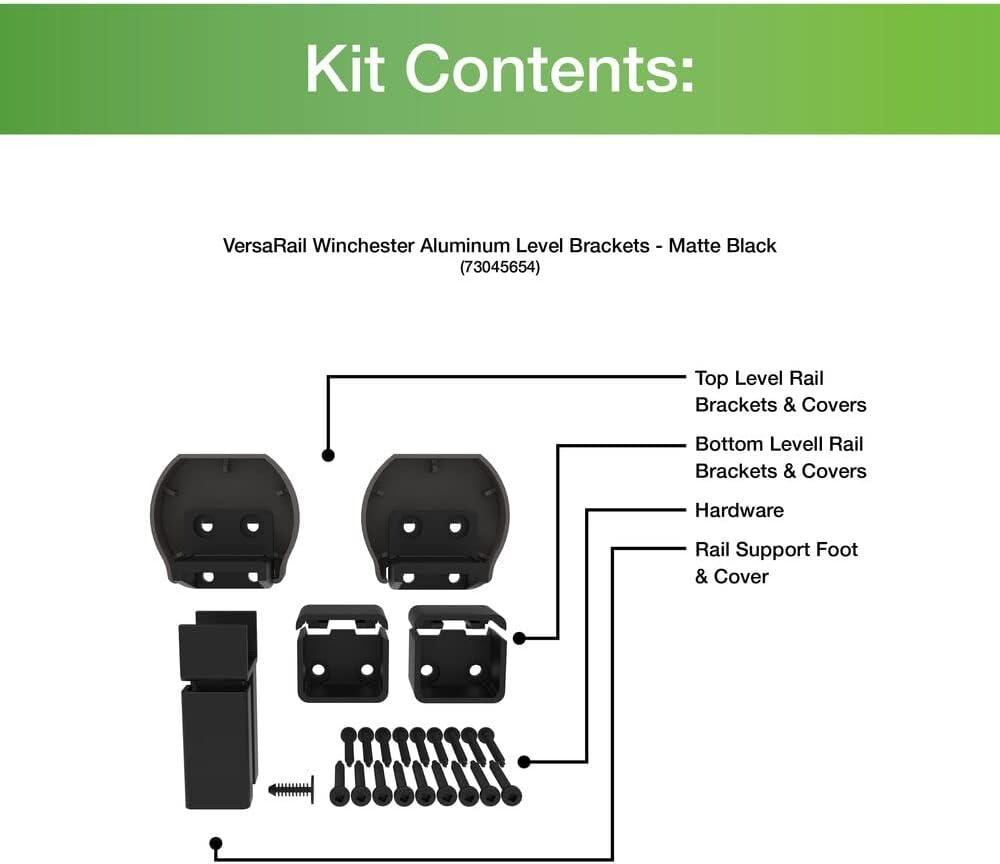 Matte Black Aluminum Rail Line Bracket Kit, 4 Pieces