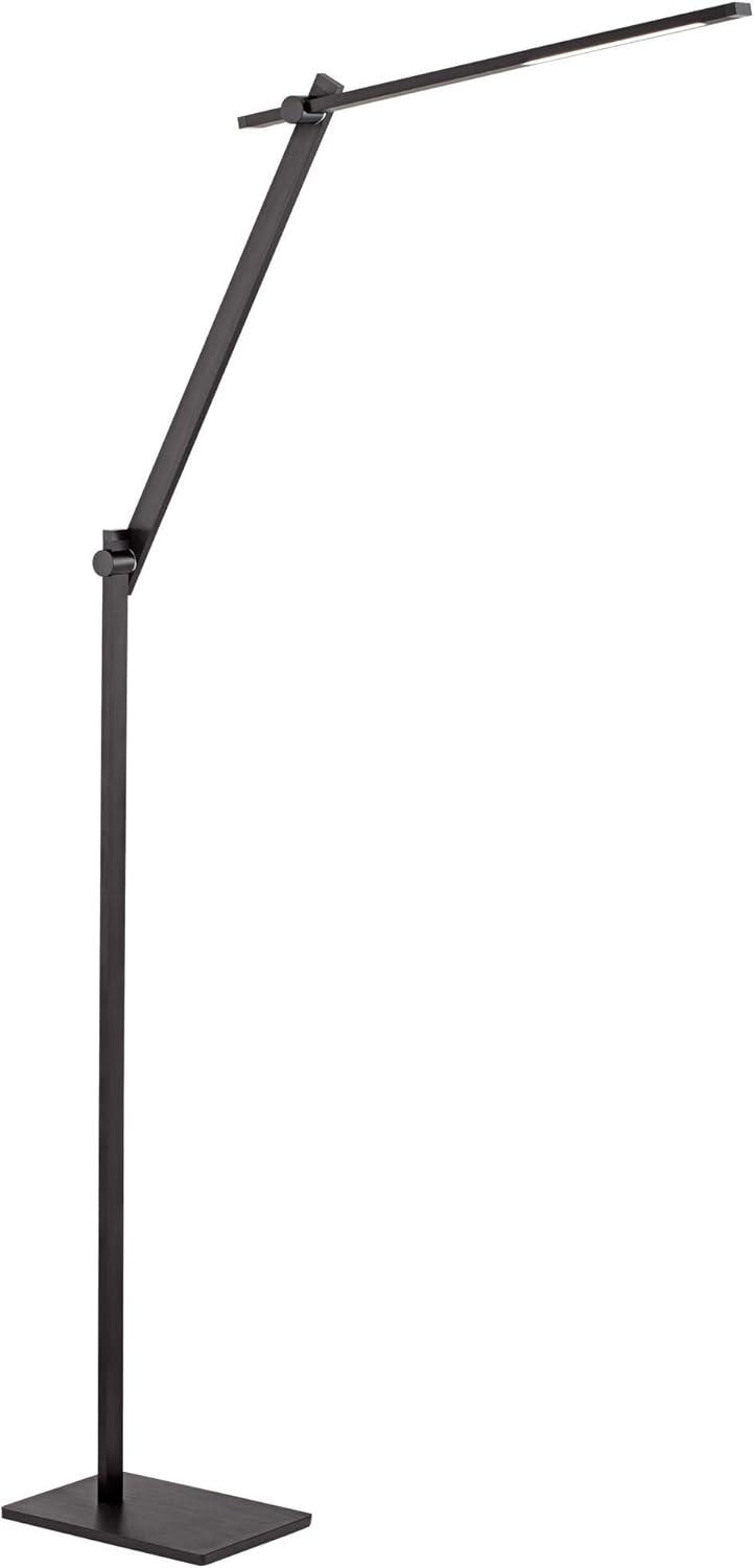 Possini Euro Design Barrett Modern Floor Lamp 53" Tall Anodized Black Metal LED Adjustable Touch On Off for Living Room Reading Bedroom Office House