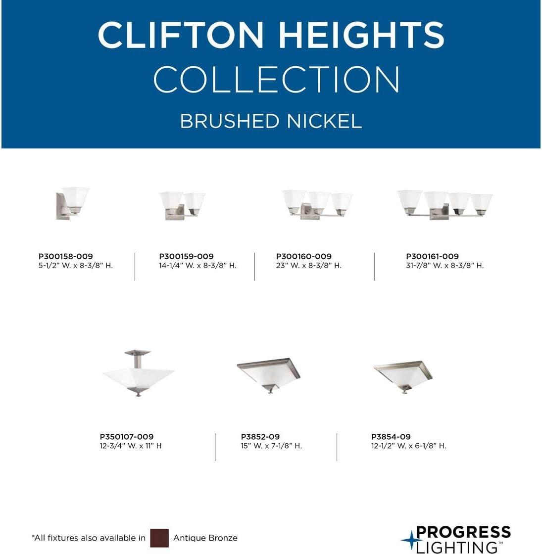 Clifton Heights Collection Brushed Nickel Two-Light 15" Flush Mount