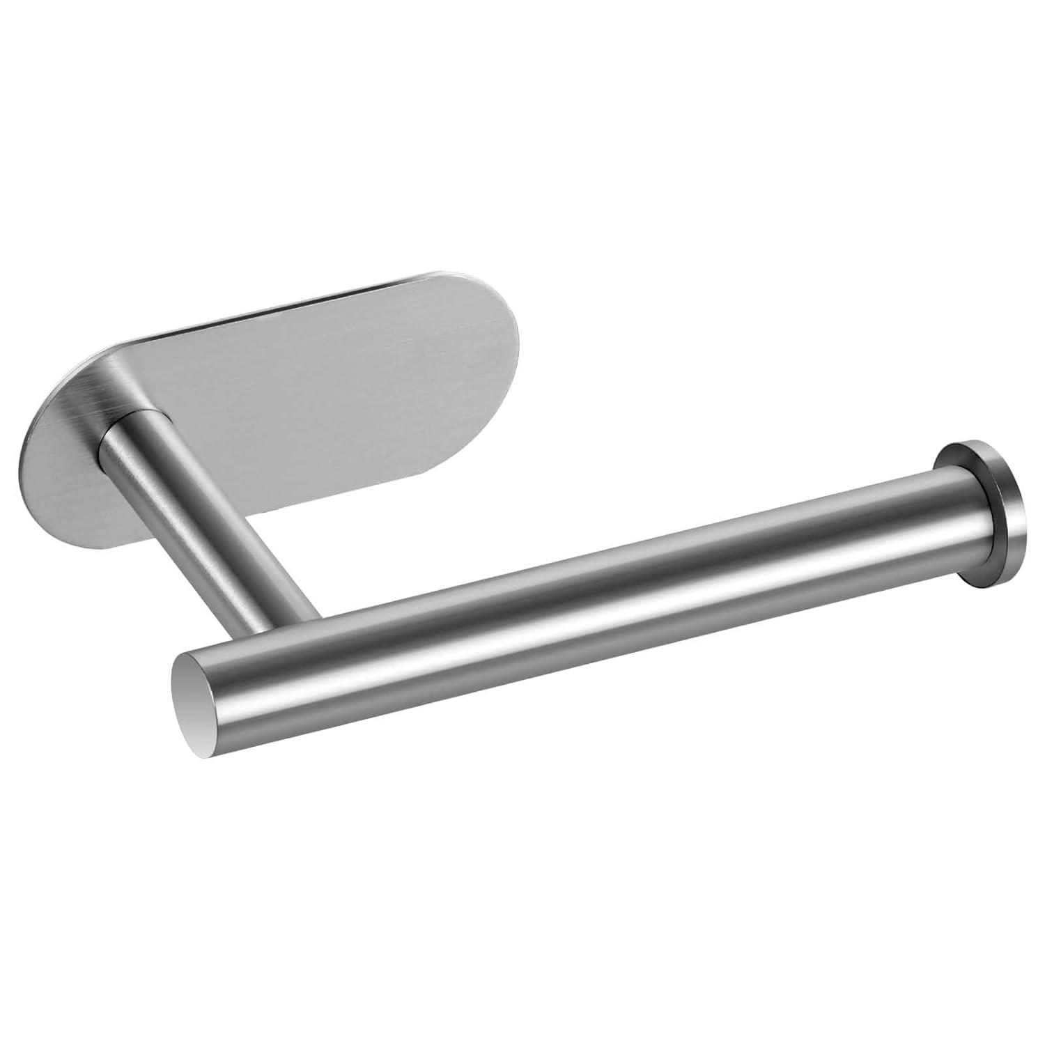 Toilet Paper Holder,Brushed Nickel,Wall Mount, Upgraded Adhesive Toilet Roll Holder,no Drilling,Bathroom/Rv/Washroom,SUS 304 Stainless Steel,Rustproof (Brushed Nickel, 1 Piece)