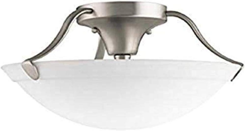 15.5" Brushed Nickel Semi-Flush Mount Light with White Glass Shade