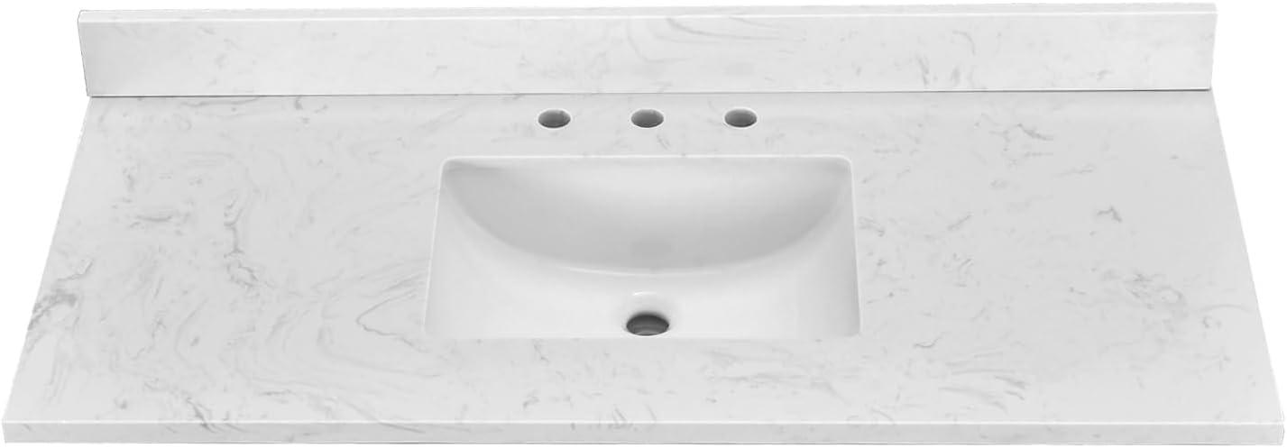 48" White Engineered Stone Vanity Top with Center Sink