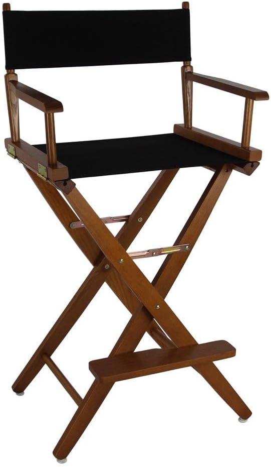 Mission Oak and Black Wood Extra-Wide Directors Chair