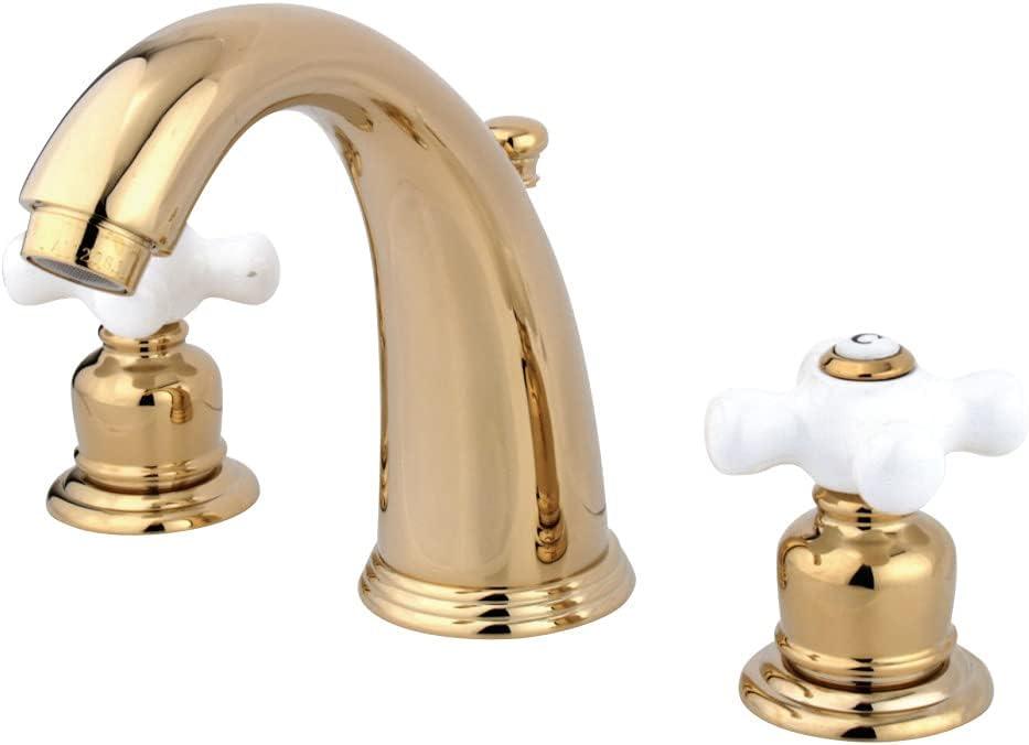 Kingston Brass Victorian Two-Handle 3-Hole Deck Mount Widespread Bathroom Faucet with Retail Pop-Up Drain