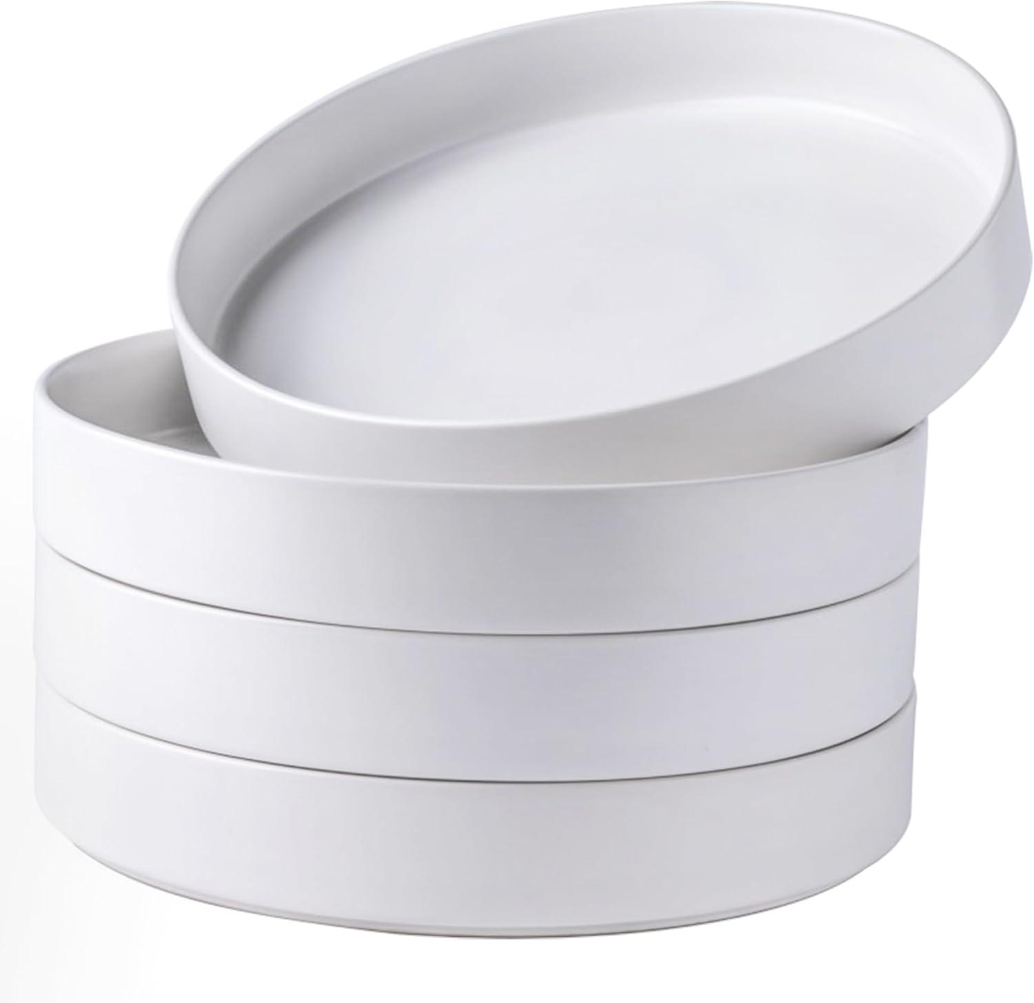 White Ceramic 47 oz Microwave and Dishwasher Safe Pasta Bowls, Set of 4