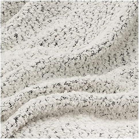 Leonita Black and White Chenille Throw Blanket with Fringe