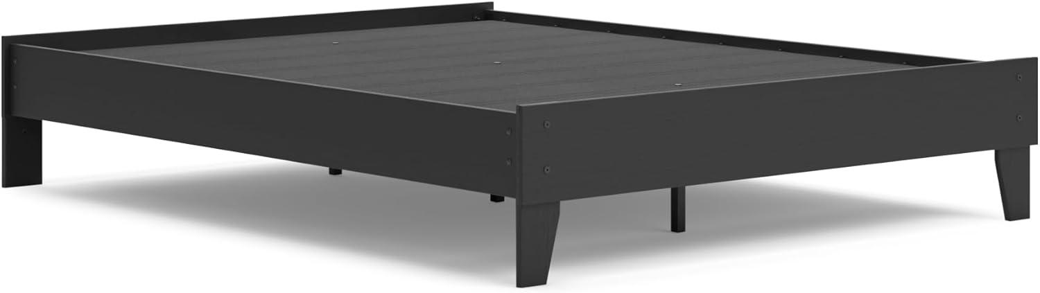 Signature Design by Ashley Queen Piperton Platform Bed Black: Modern Style, MDF Frame, No Box Spring Needed