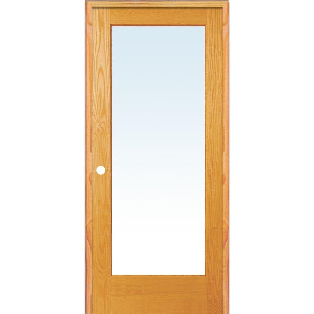 National Door Company ZZ19933R Unfinished Pine Wood 1 Lite Clear Glass, Right Hand Prehung Interior Door, 30" x 80"