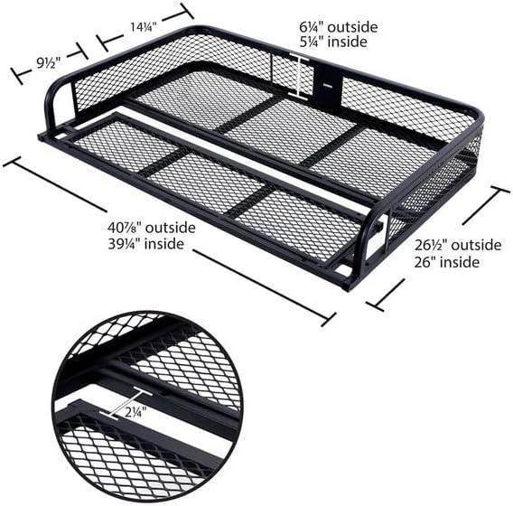 Black Powder-Coated Steel Mesh ATV Rear Rack Basket