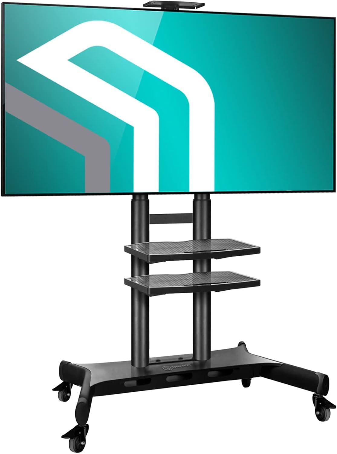 ONKRON Portable TV Stand With Wheels - Adjustable TV Stand for 32-65 Inch for TVs up to 110 lbs
