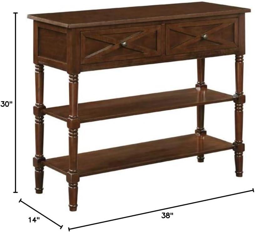 Convenience Concepts Country Oxford 2 Drawer Console Table with Shelves, Espresso