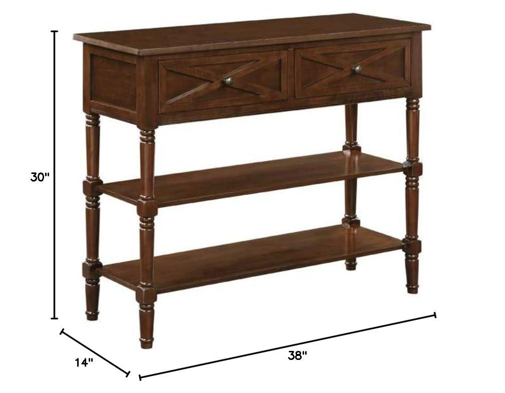 Convenience Concepts Country Oxford 2 Drawer Console Table with Shelves, Espresso