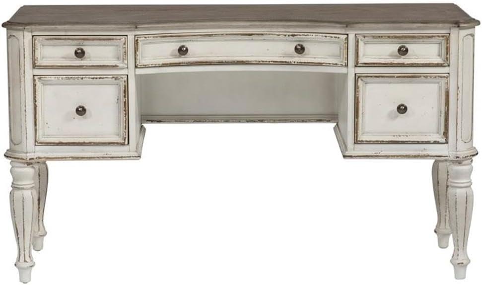 Magnolia Manor White Antique Vanity Desk with Drawers