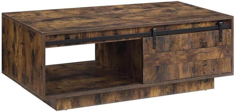 ACME Bellarosa Wooden Rectangular Storage Coffee Table in Rustic Oak