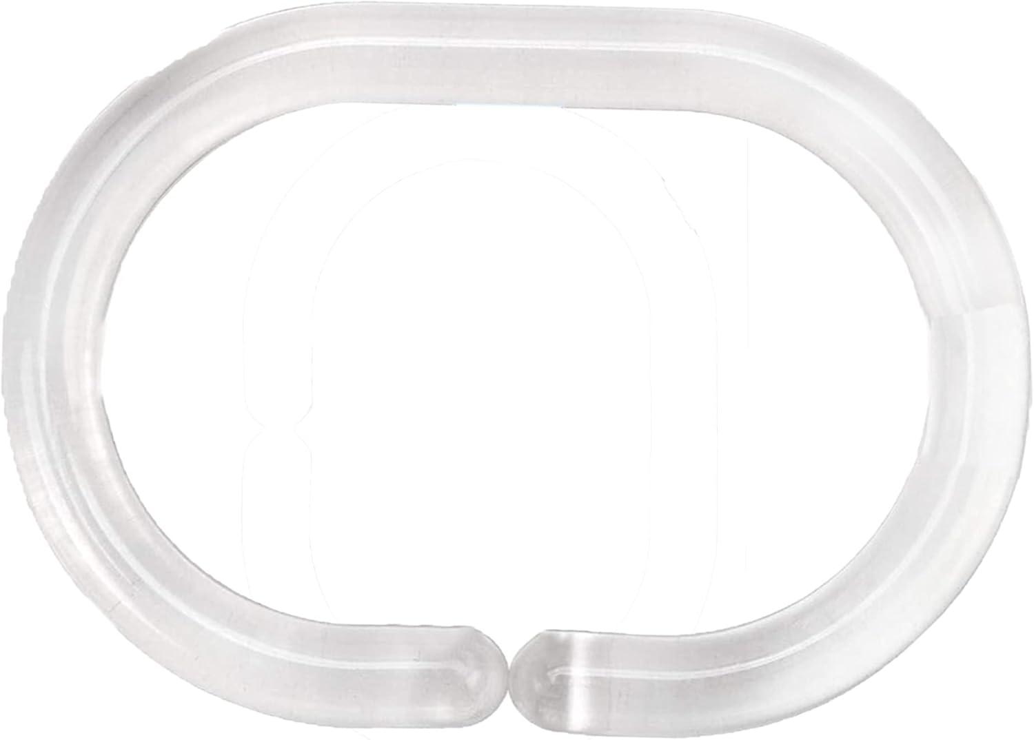 Solid Plastic Shower Curtain Hooks Rings (Set of 12)