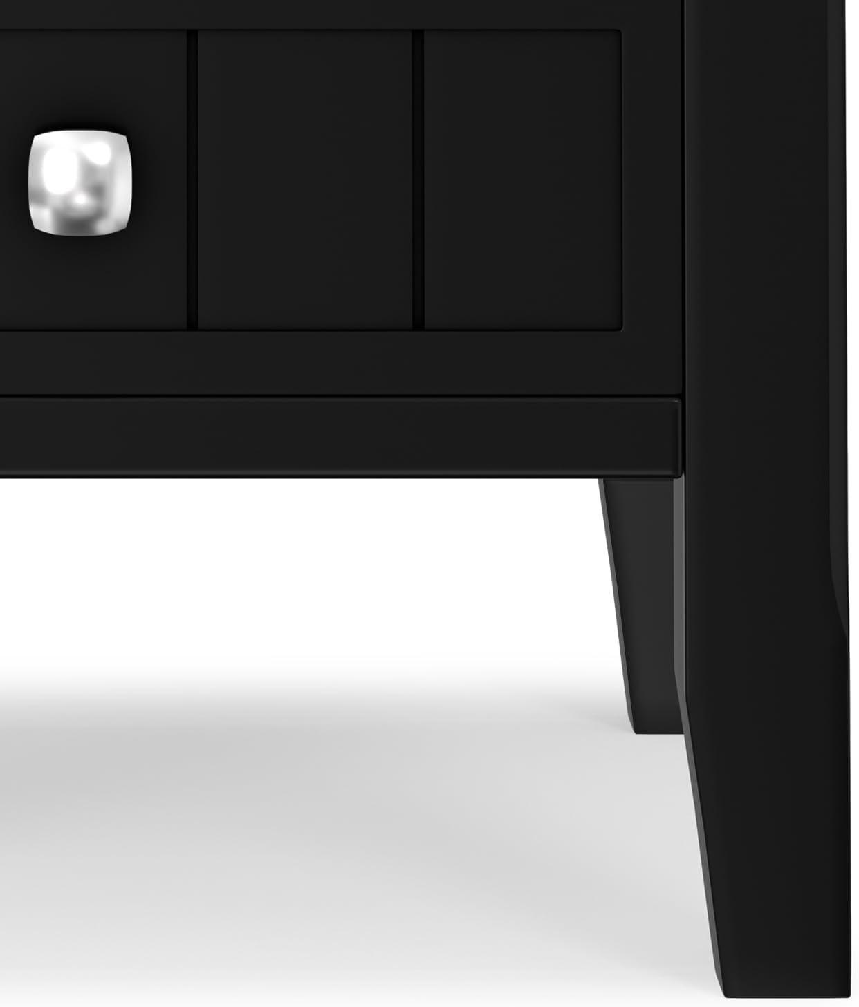 Simpli Home Acadian Solid Wood Transitional End Table with Drawer and Open Shelf