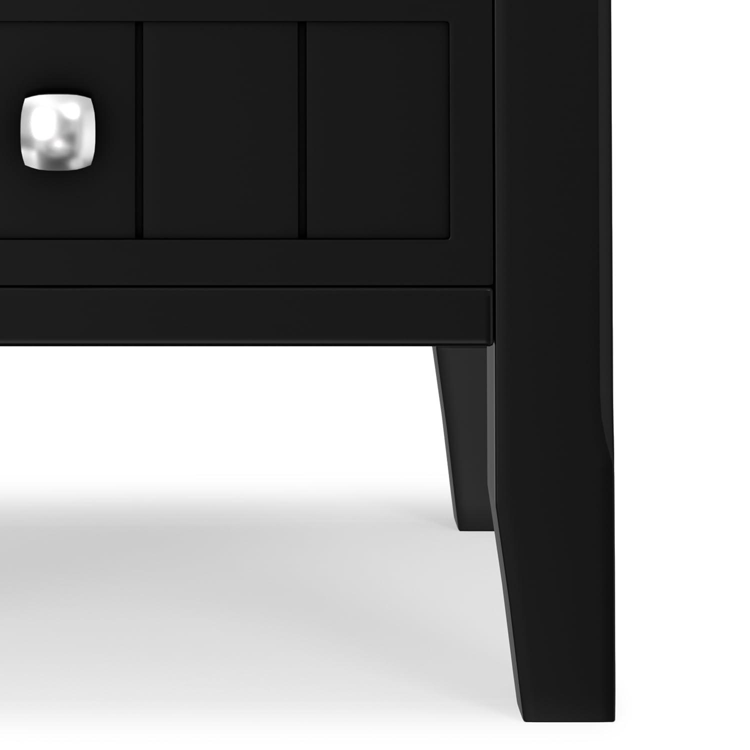 Simpli Home Acadian Solid Wood Transitional End Table with Drawer and Open Shelf