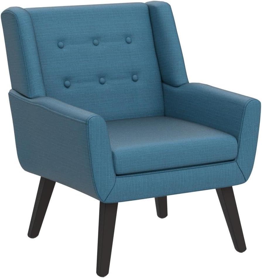 HUIMO Modern Linen Upholstered Armchair Tufted Accent Chair Lake Blue