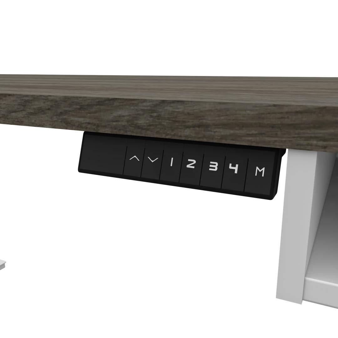 Bestar Pro-Vega L Shaped Adjustable Standing Desk in Walnut Gray and White