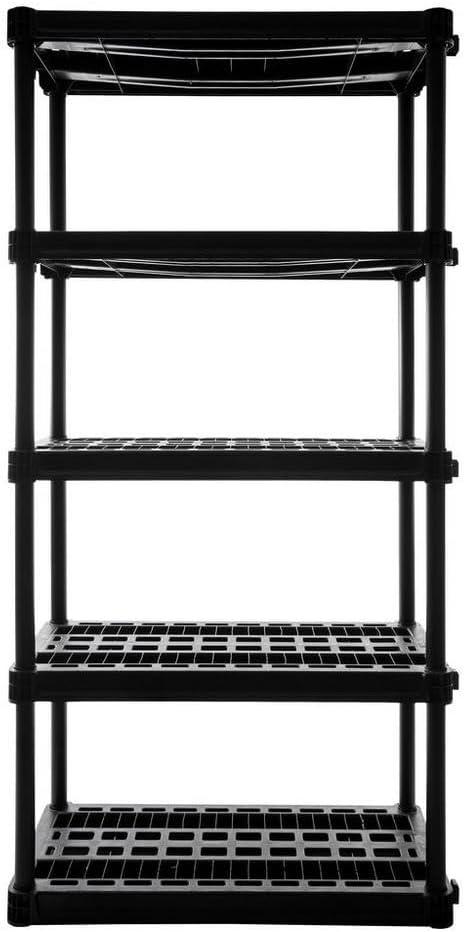 Plano 5-Shelf Heavy Duty Plastic Storage Shelves, 73” x 36” x 18”, 750lb Capacity