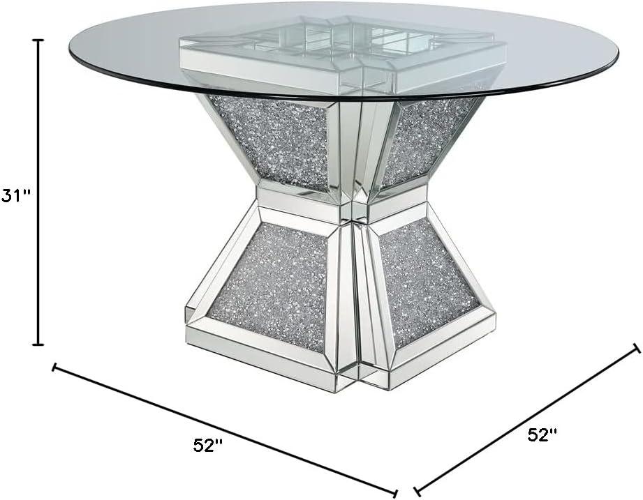 Round Glass Top Metal Base Dining Table