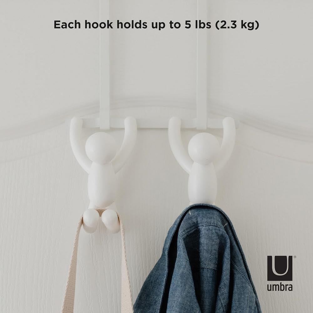 Umbra Buddy Plastic Over-the-Door 2 - Hook Wall Mounted Coat Rack