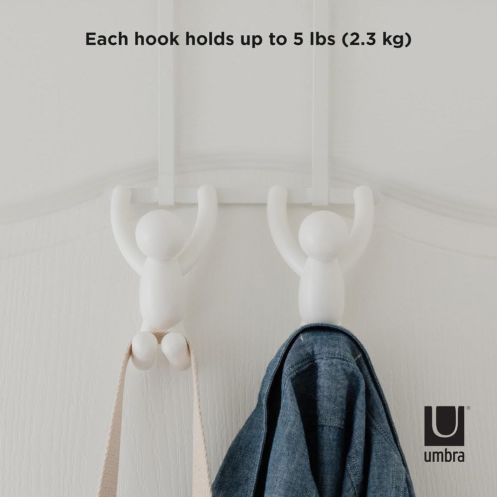 Umbra Buddy Plastic Over-the-Door 2 - Hook Wall Mounted Coat Rack
